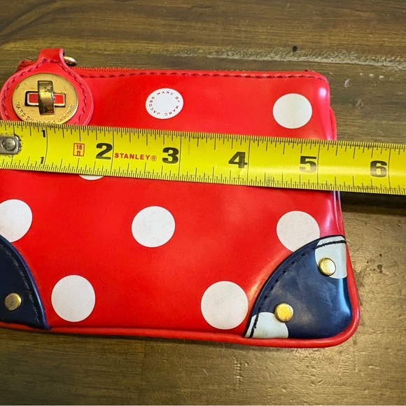 Marc by Marc Jacobs Vintage Polk A Dot Patent Leather Zip Pouch Turn Lock Red - Picture 5 of 7